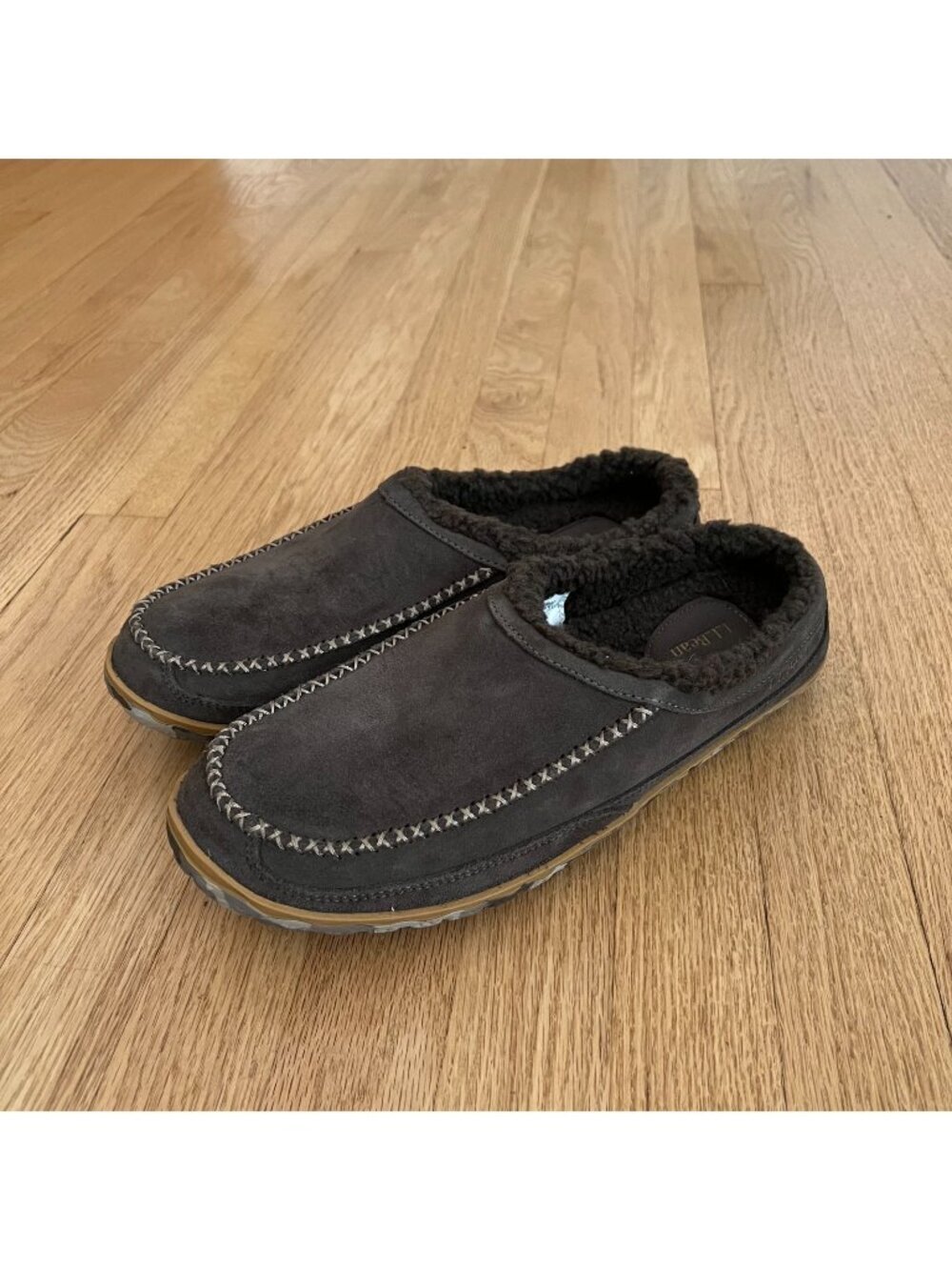 L.L. Bean Mountain Scuffs Slippers Ash Brown Suede Leather Men's Size 12 Medium
